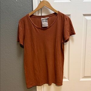 Jungmaven brown school neck tshirt women’s size small